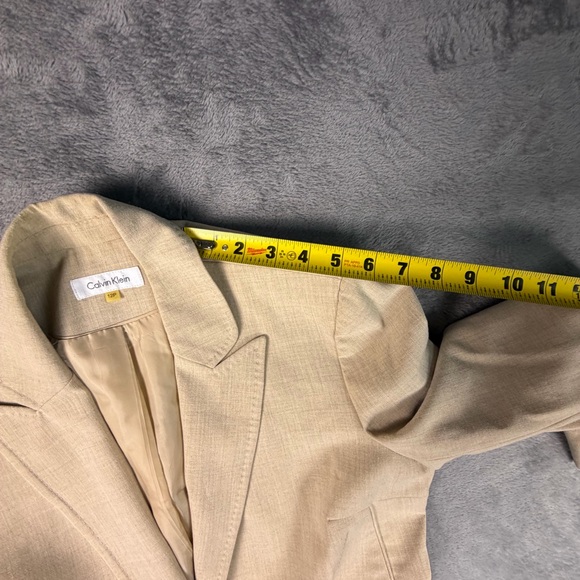 Calvin Klein Blazer Women's 12P Beige Single-Button Notch Stretch Suit Jacket - Picture 12 of 16